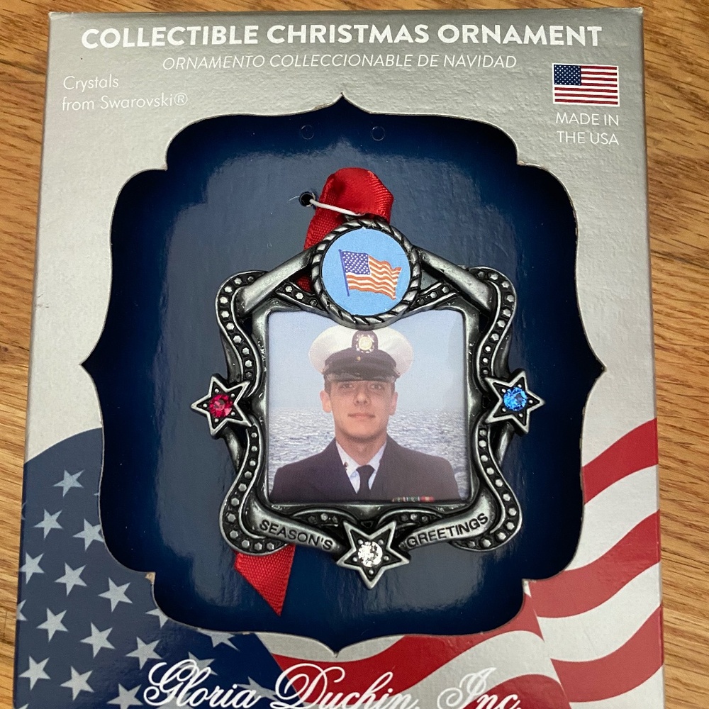 Christmas holiday usa patriotic swarovski crystals ornament